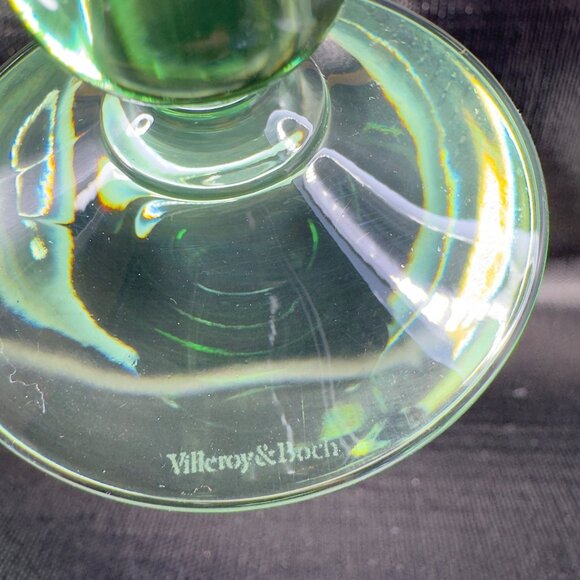 Villeroy and Boch Boston Green Footed Single Champagne Glass Cup Barware Signed - Picture 6 of 9